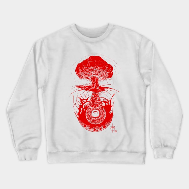 Red Eye'd Chaos Crewneck Sweatshirt by Eyballsoup